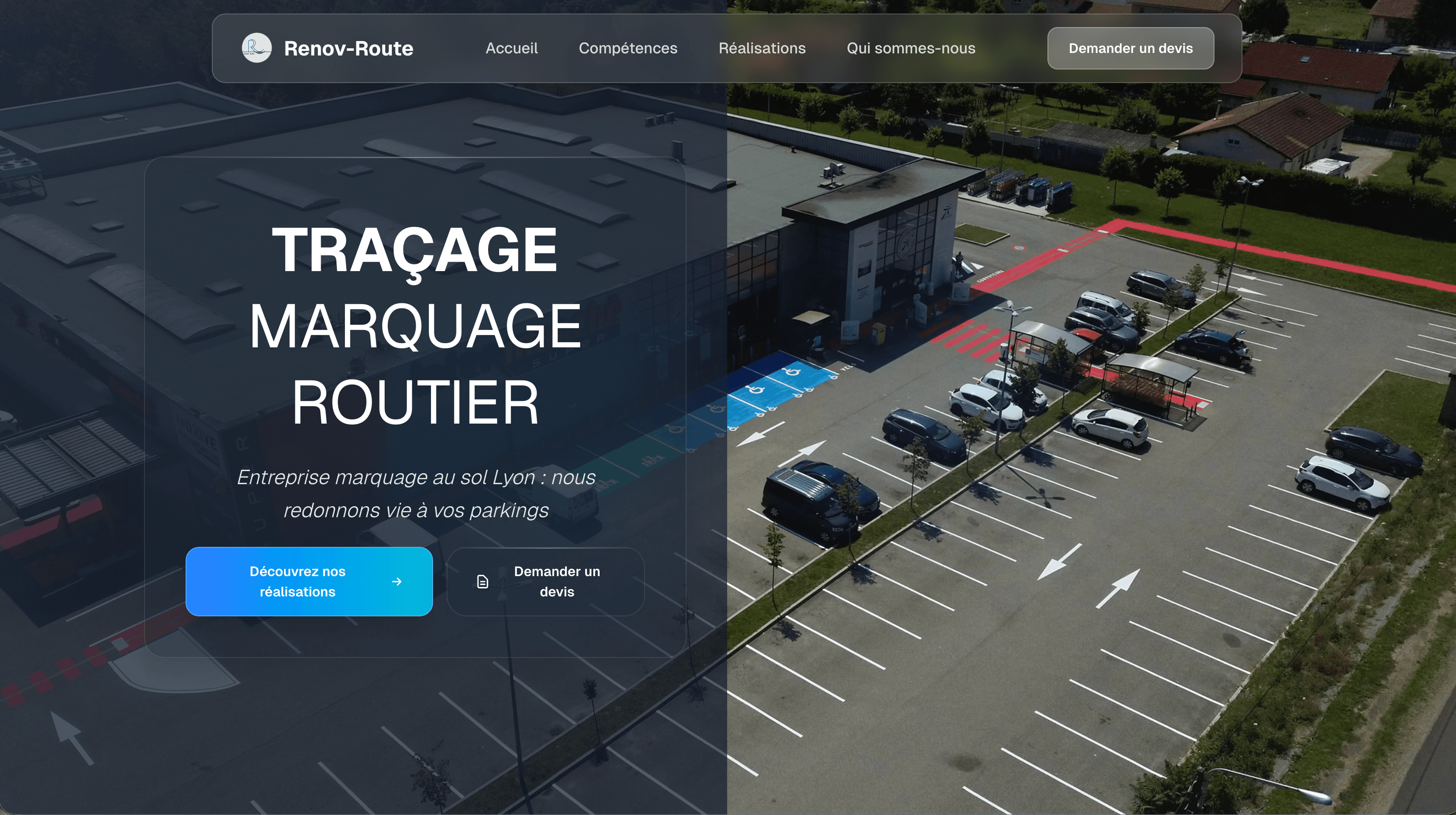 Interface web de Rénov'Route illustrant le marquage routier.